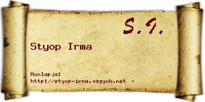 Styop Irma névjegykártya